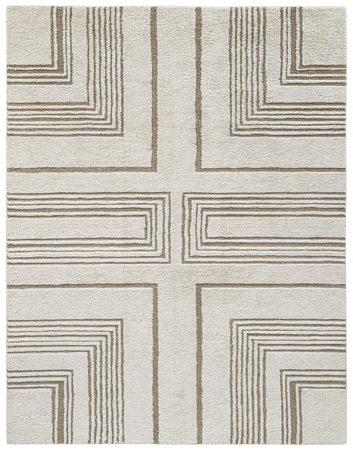 Taupe Ivory Hand-Tufted Wool Rug, Rectange 7'6" x 9'6"