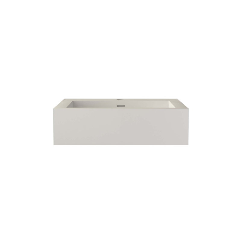 Matte White Solid Surface Bathroom Basin with Single Faucet Hole, Durable Non-Porous Design, Easy-Clean Surface, Repairable Finish, and Pedestal Mounting.