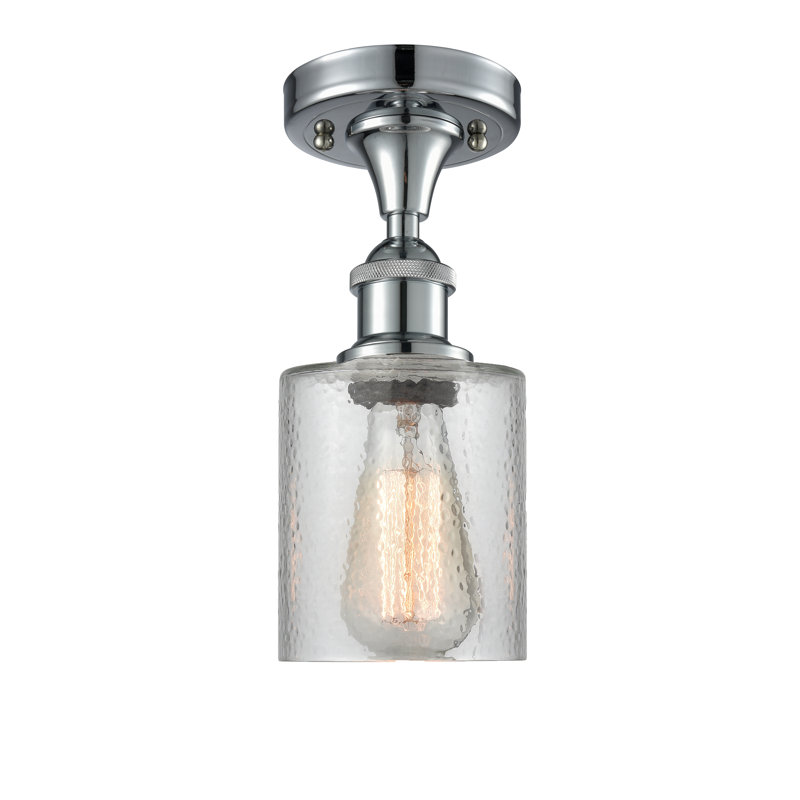 Leilani Glass Semi Flush Mount, Polished Chrome, Clear Ripple