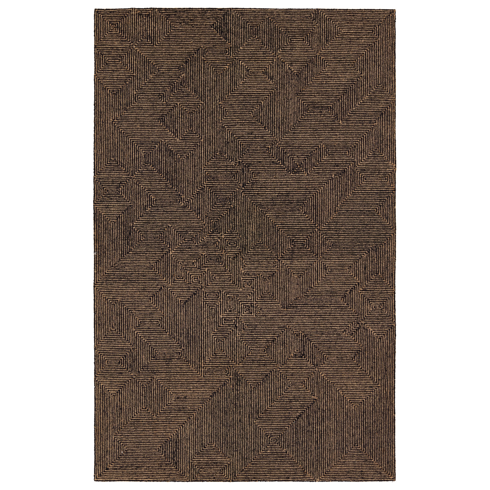 Alaska Handmade Tan/Black Rug, Runner 3' x 8'