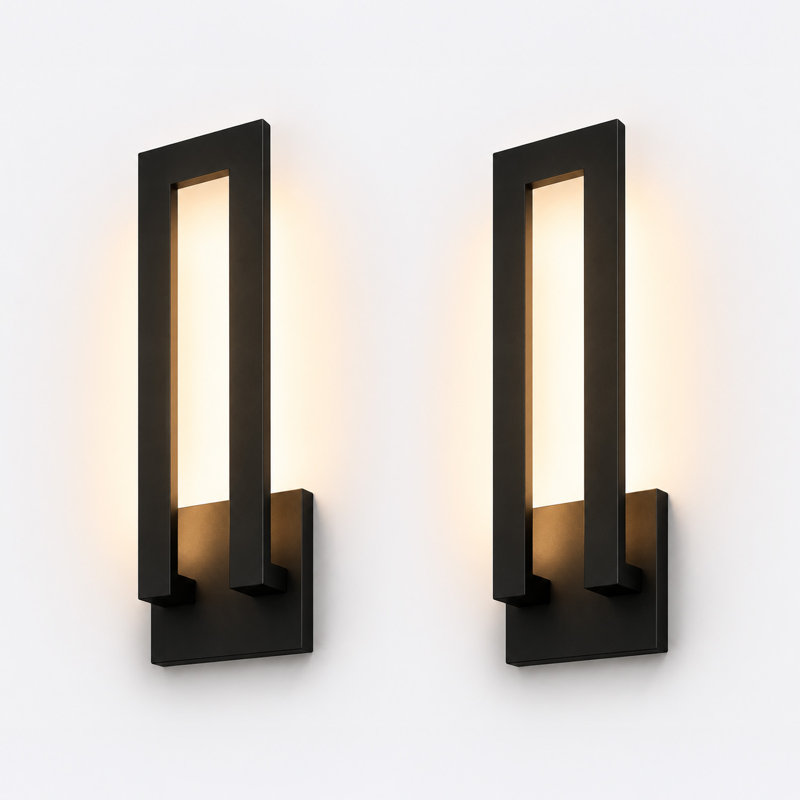 19" LED Outdoor Wall Sconce, Large Dimmable Modern Outdoor Integrated Led Wall Light, 5CCT Matte Black Linear Exterior Sconce With Frosted Glass Lens