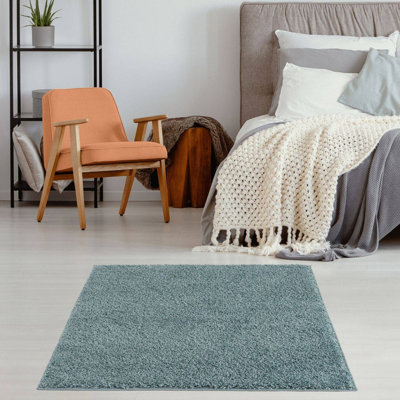 Myshaggy Collection Rugs Solid Design in Duck egg blue
