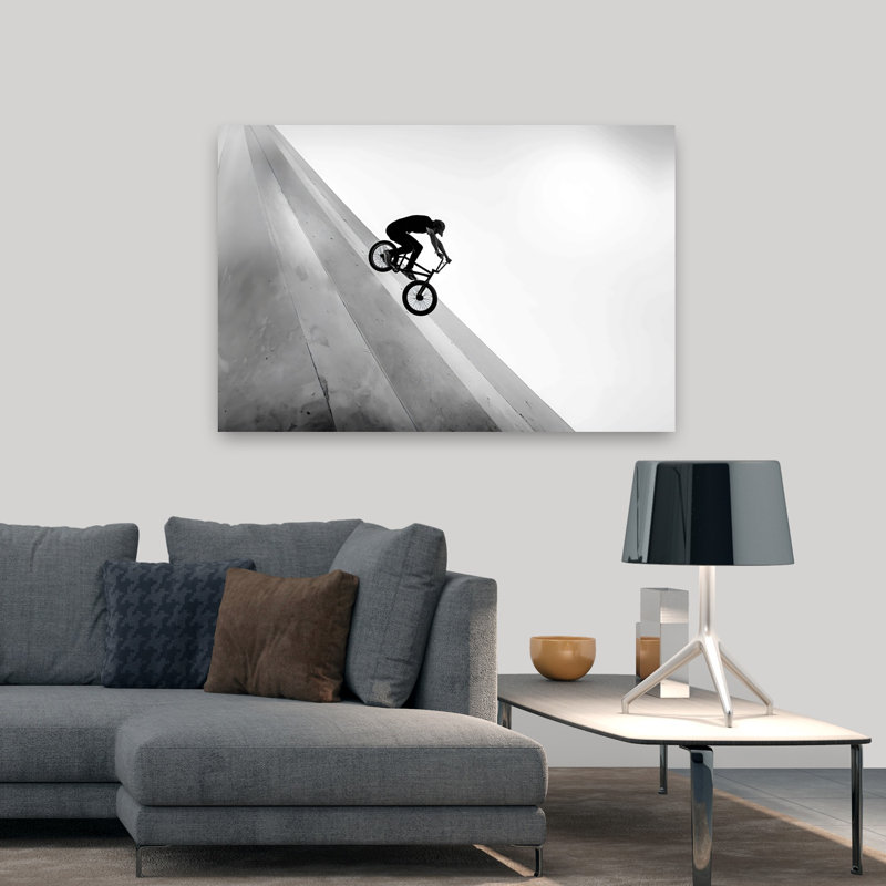 Art mural contemporain motard, H 32 po x l 48 po