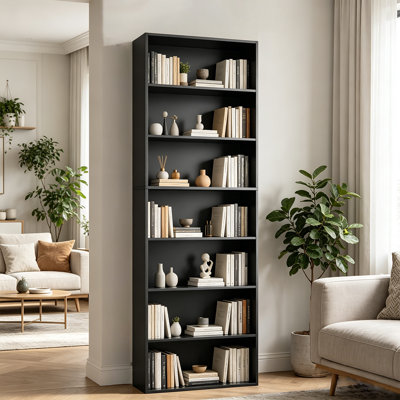 Bibliothèque à 7 niveaux à tablettes ouvertes, 82 po de hauteur, bibliothèque autoportante pour bureau à domicile, salon, chambre à coucher