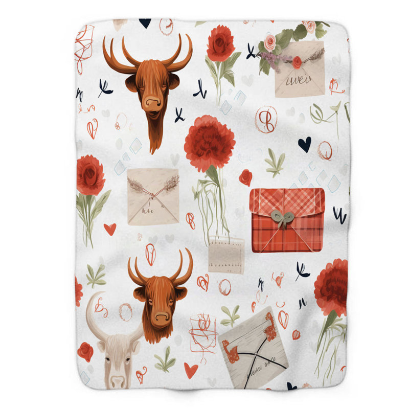 Sweet Cow - Couverture Sherpa de qualité supérieure 1 pièce WB_FL_100624_0187, L 50 po x L 60 po