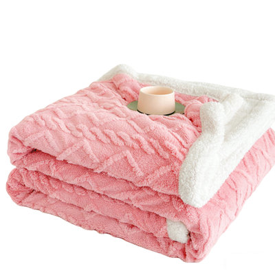 Couverture en molleton rose Sherpa