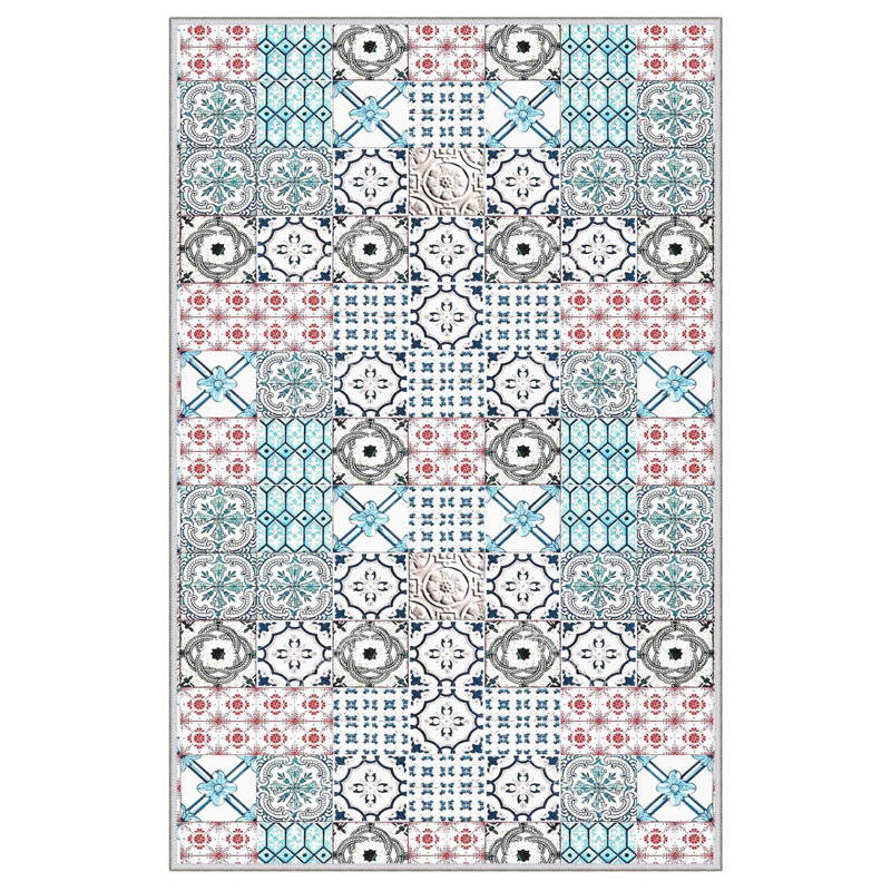 Tapis rouge / vert / blanc en polyester tissé à la machine 3 pi 3 po x 4 pi 11 po Amott
