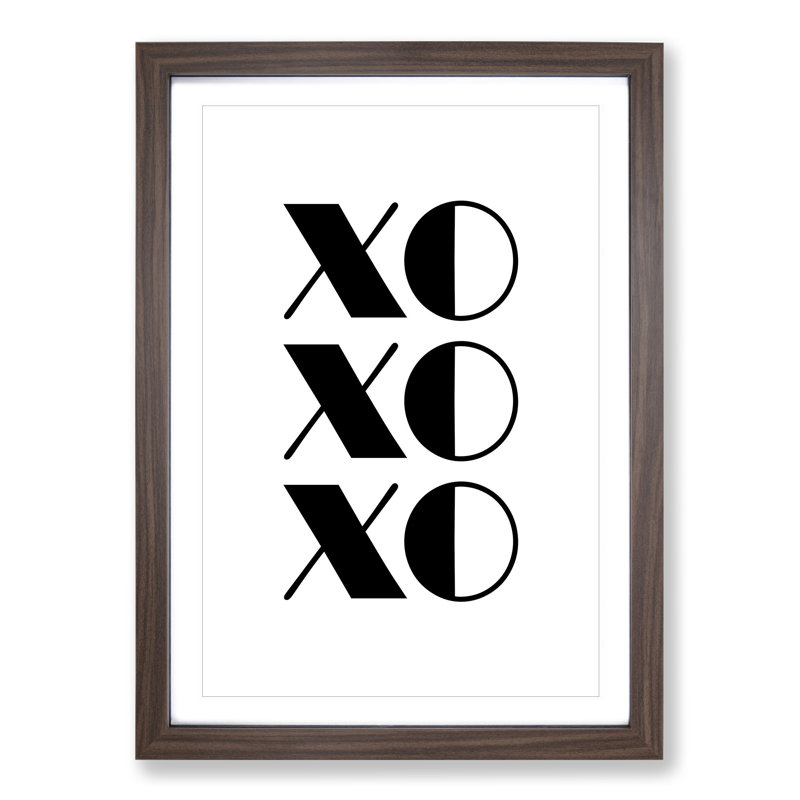 Kiss Hug - Picture Frame Typography, 90cm H x 65cm W x 2cm D, Walnut Framed
