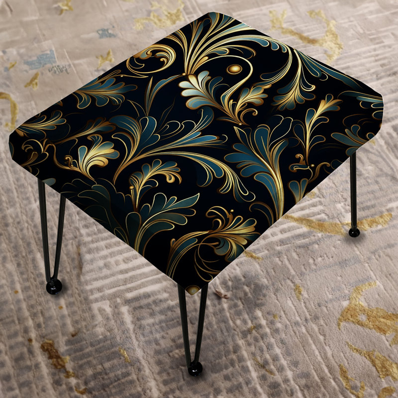 Or et vert luxueux motif damassé II - repose-pieds rectangulaire Ikat
