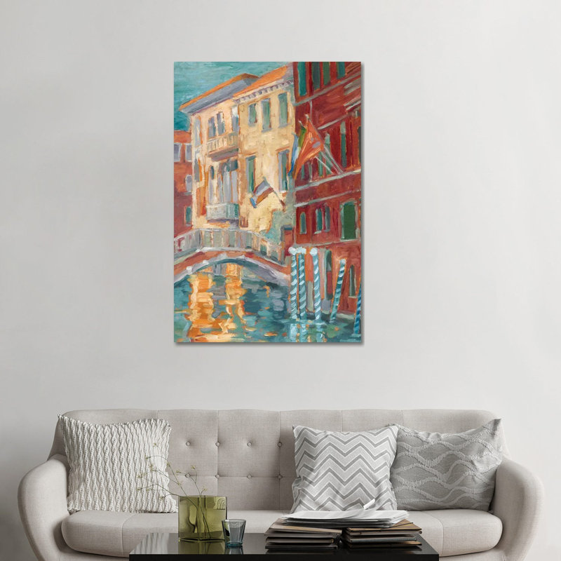 Reproduction d’art, "Sunset on the canal I" par Ethan Harper, Pas de tapis, Toile tendue, H 48 po x l 32 po x P 1,5 po