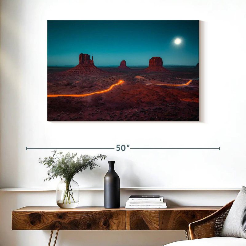 Lune d'Alvord au-dessus de Monument Valley, H 26 po x l 39 po