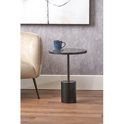 Wolak Marble and Metal Cylinder Base Side Table