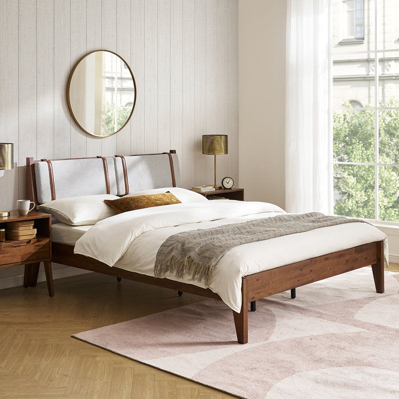Faheemah Ted Bed, Walnut, Queen Upholstered
