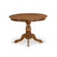 L'ensemble de table de salle à manger 5 pièces Mid-Century se compose d'une table de cuisine ronde et de 4 chaises de cuisine empilables en tissu de polyester brun, finition noyer antique-580027755-580027748-550266185