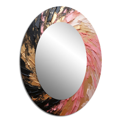 Minimalism Vortex Pink Poteries - Gold Oval Wall Mirror Decor