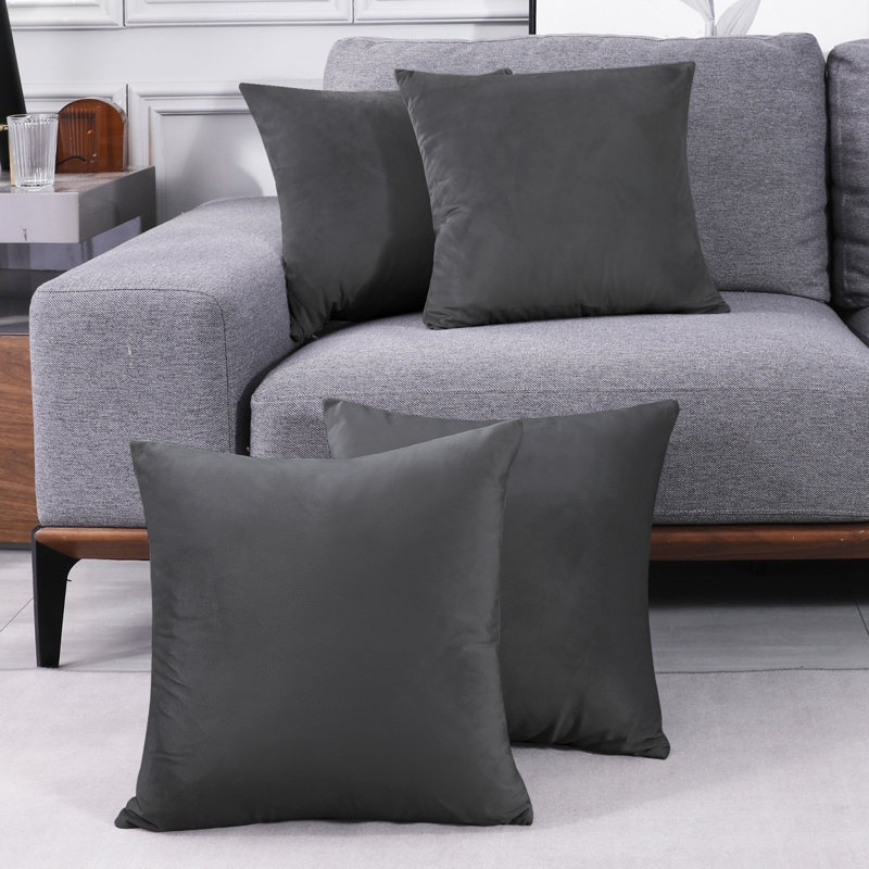 Decorative Throw Soft Linen Cushion Covers Pillow Covers (Set of 4), Square 26", Dark Gray
