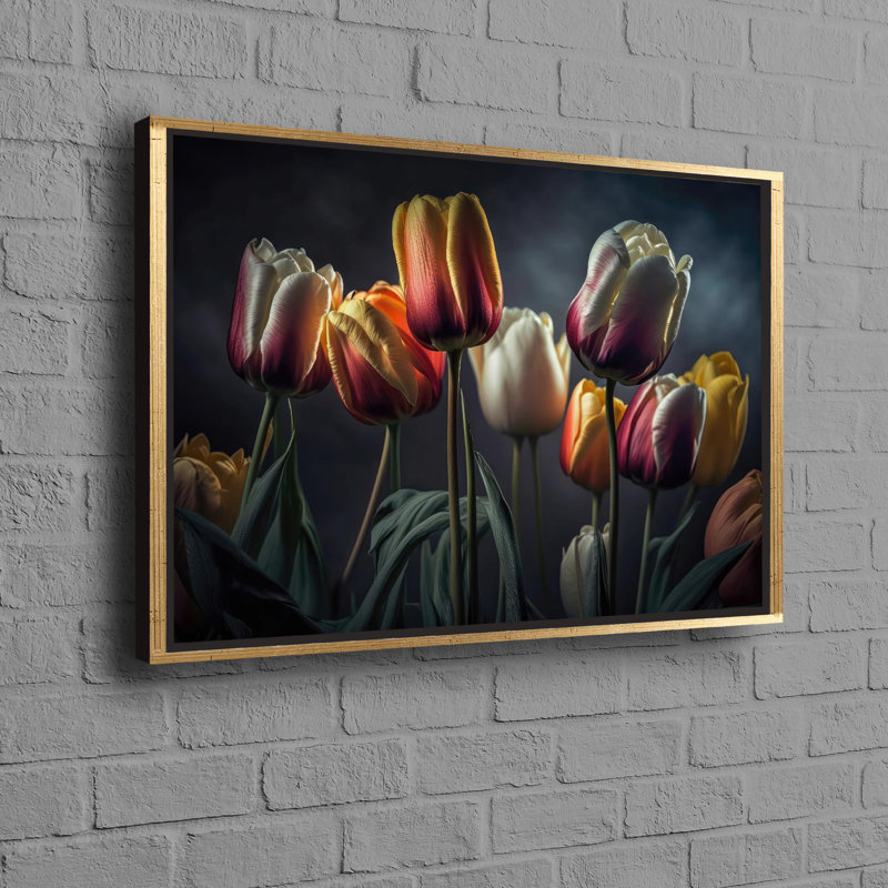 Valentine's Day Personalized Modern Tulip Flowers Art Canvas Poster Is An Ideal Gift Perfect For Living Room Decor, Gold