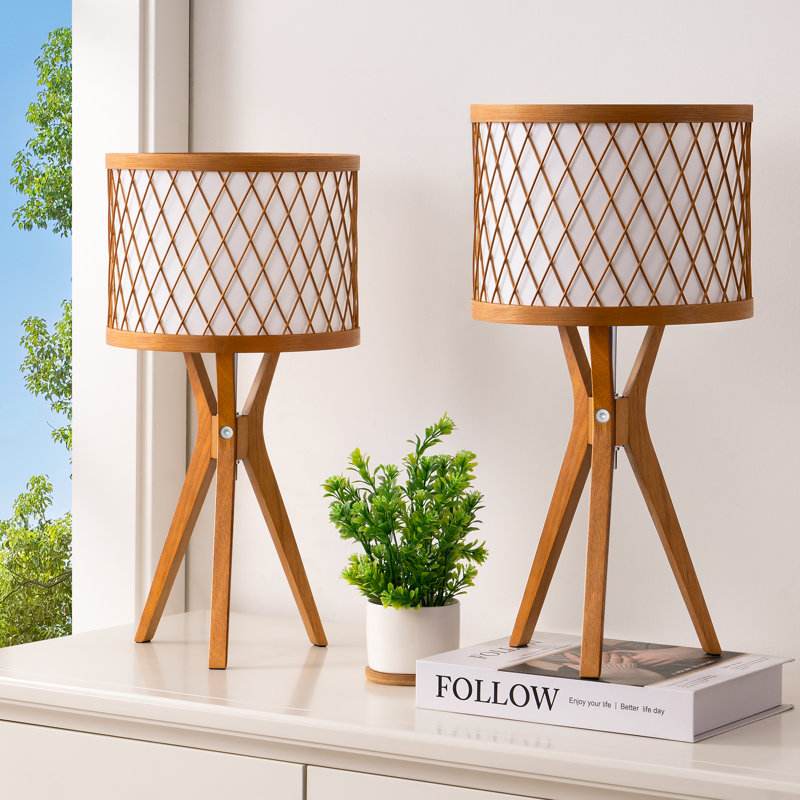 Solid Wood Tripod Table Lamp