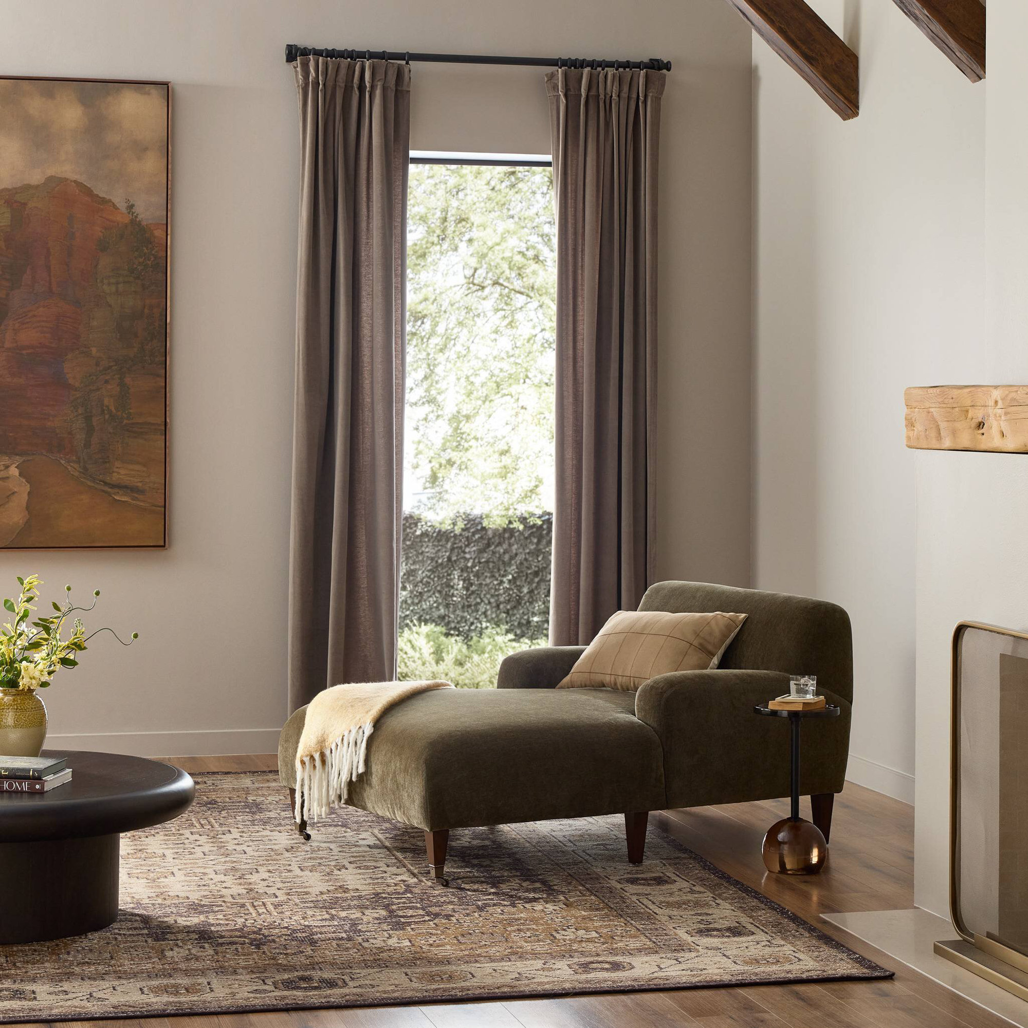 Kent Chaise Lounge-, Malmo Olive Polyester Blend