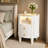 2-Drawer Nightstand with LED Light and Glass Tabletop