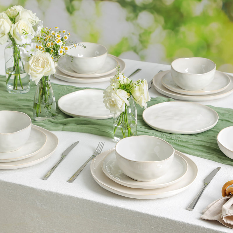 Stone Lain Mirella 12-Piece Dinnerware Set Stoneware, White