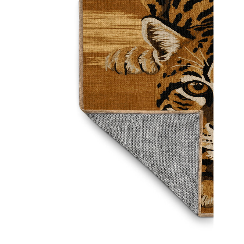 Washable Ocelot Big Cats Area Rug, Rectangle 5' x 7'