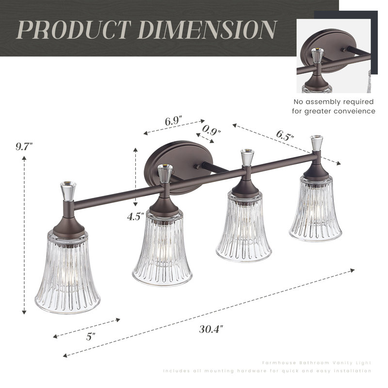 Benbrook 4 - Light Dimmable Vanity Light, Oil Rubbed Bronze