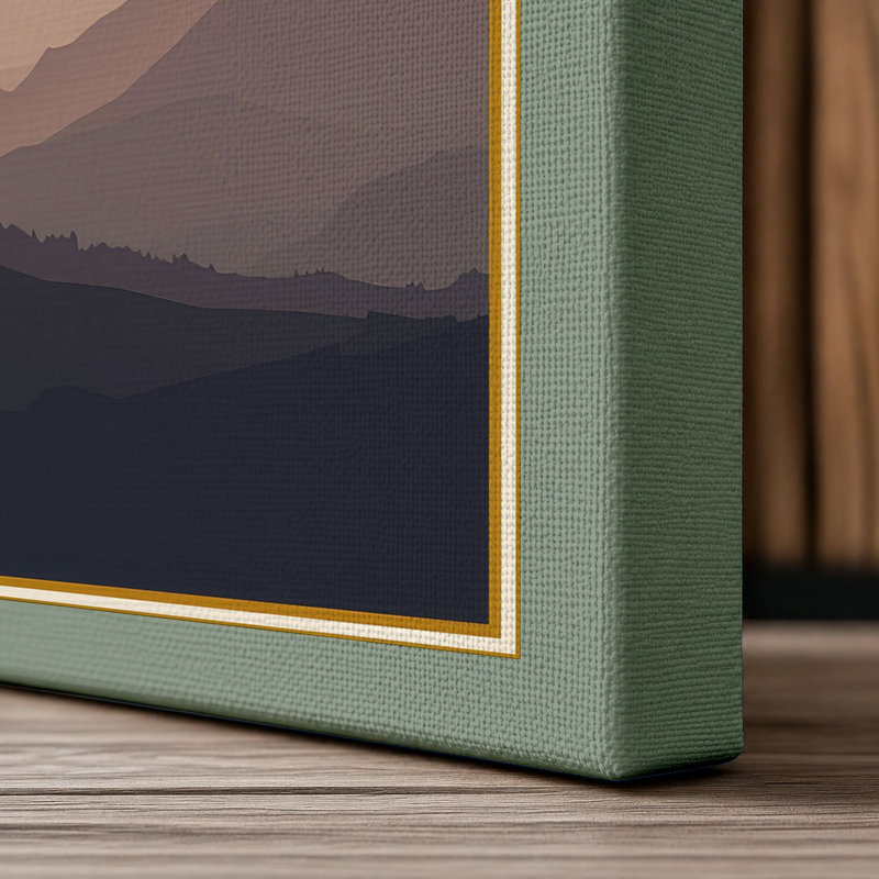 Mountains at Dawn Scandinavian - Wrapped Canvas, 18x12 - 45.7 x 30.5 cm, Sage Border