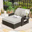 Chaise longue double en PE avec dossier réglable, repose-pieds et coussin confortable-1865594834-1865594837