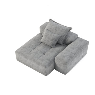 Canapé modulaire surdimensionné moderne surdimensionné, canapé moelleux en tissu de chenille étincelant avec 2 coussins, canapé capitonné