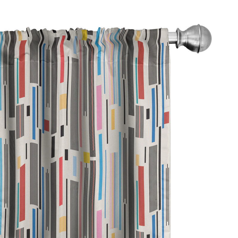 Abstract Semi-Sheer Rod Pocket Curtain Panels, 28" x 63"
