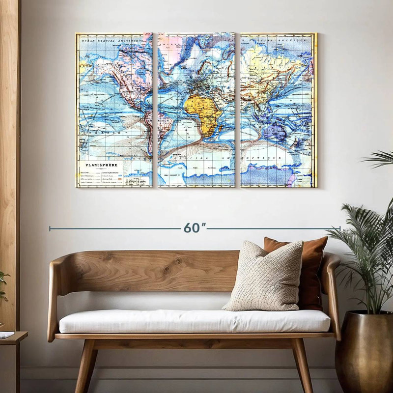 Aletra Planisphere Old Map, 32" H x 50" W