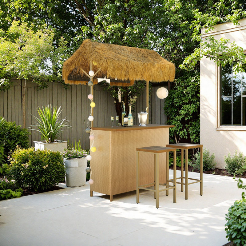 Outdoor Bar Table With Two Stools