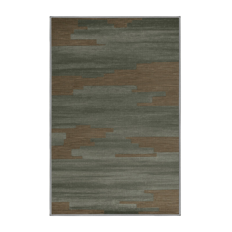 Machine Washable Abstract Brown Area Rug, Rectangle 8' x 10'