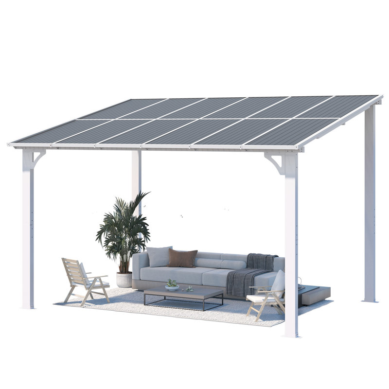 Pergola en aluminium avec auvent, Blanc, 12 pi x 8 pi