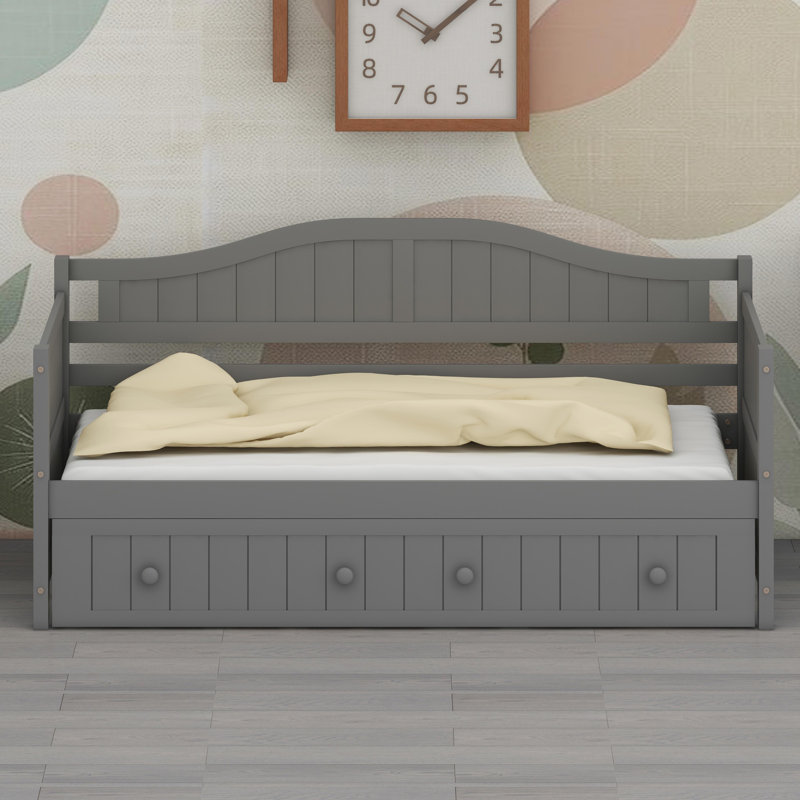 Lit de jour polyvalent avec lit gigogne escamotable, canapé-lit multifonctionnel pour chambre et salon, Gray