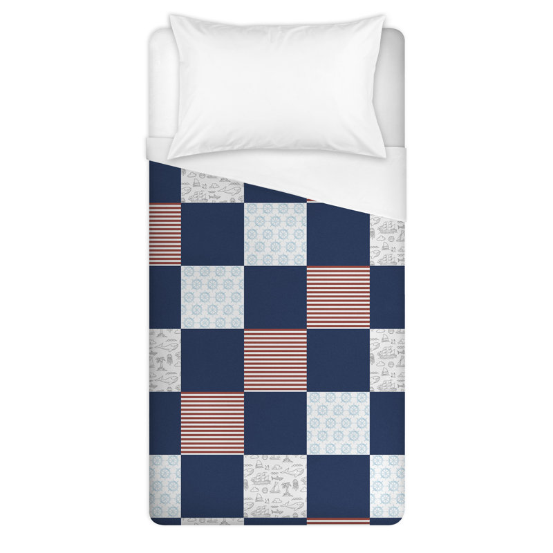 Housse de couette en microfibre bleue / brune