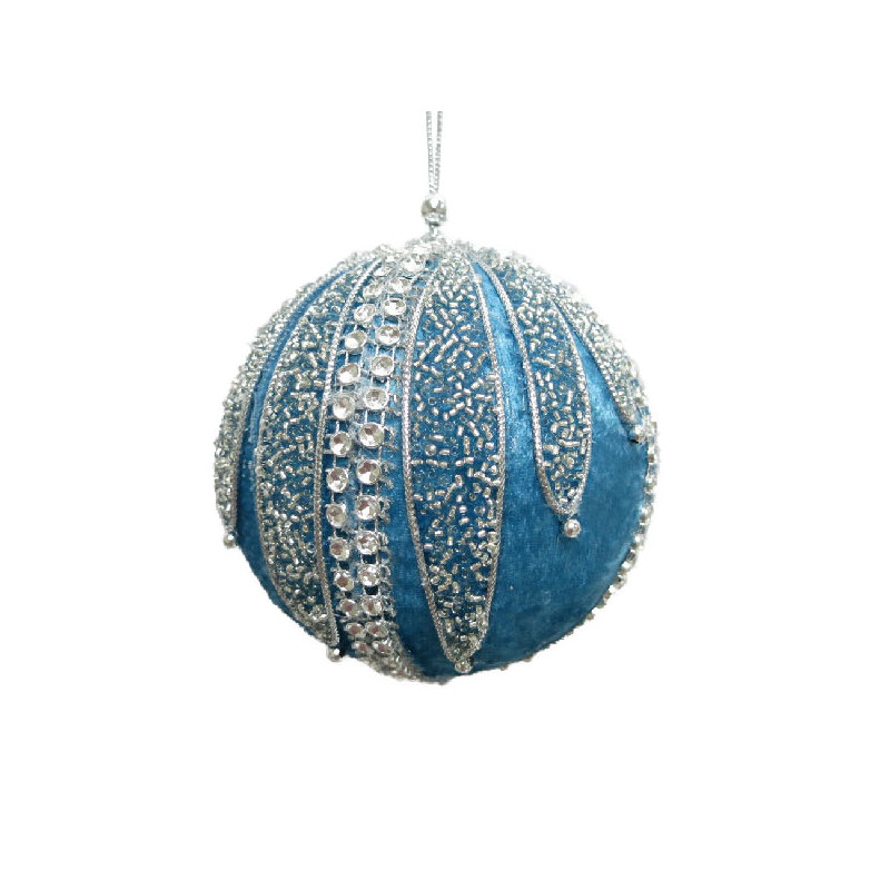 10cm Ball Ornament, Turquoise/Silver