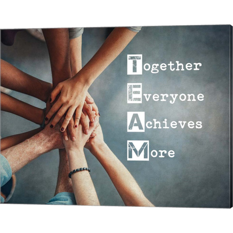 «Together Chacun Achieves More - Stacking Hands par Color Me Happy», art mural sur toile