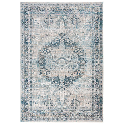 Tapis oriental bleu marine / gris Rumsey