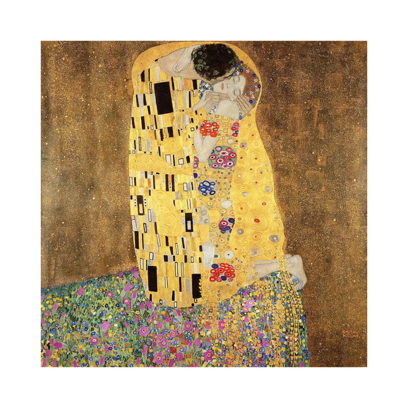 The Kiss by Gustav Klimt - Painting on Canvas, Wrapped Canvas, 30.48 cm H x 30.48 cm W