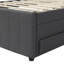 Lit plateforme tapissier simple avec lit gigogne et 3 tiroirs, tissu en lin