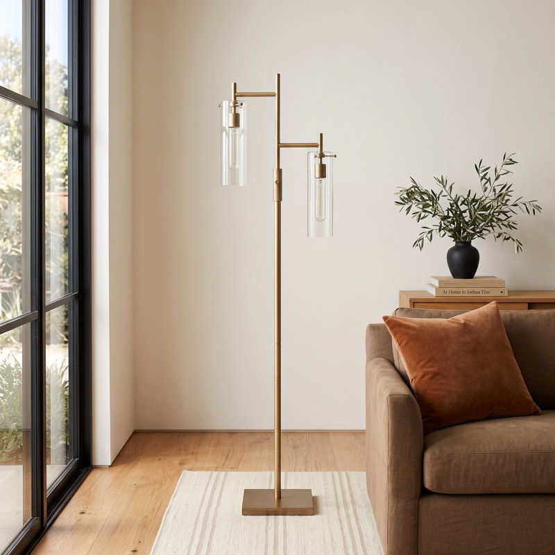 Gilbert 64.25 " Traditional Floor Lamp, Antique Brass