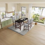 Space-saving Mid-century Modern Dining Set, Rubber Wood, Ideal For Compact Spaces