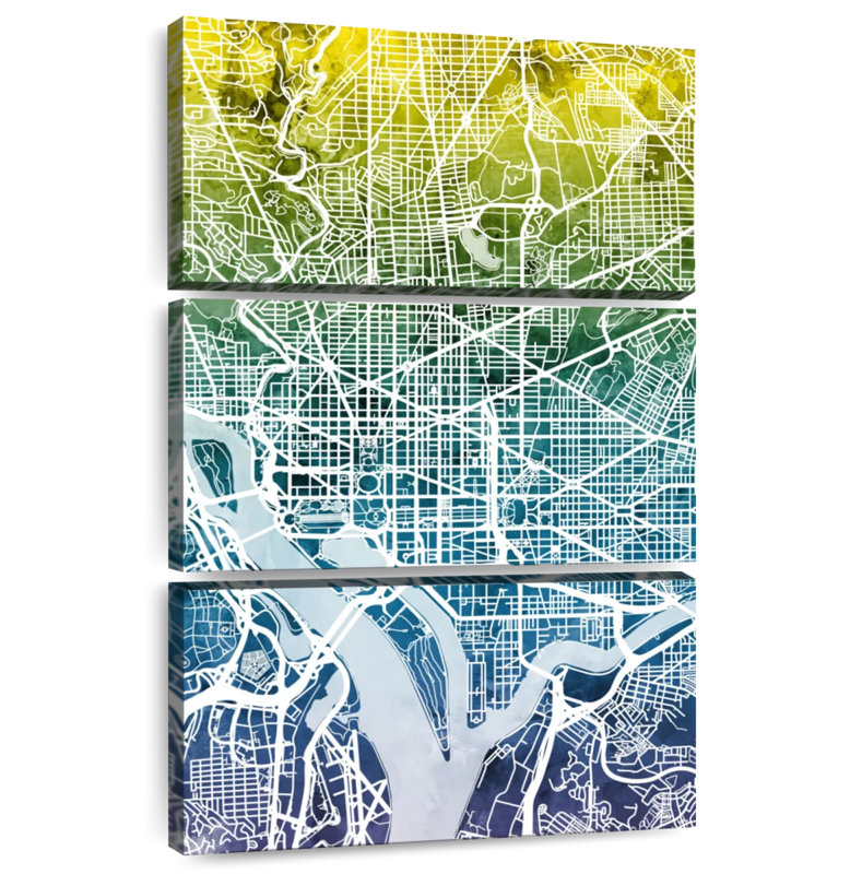 Aliaz, Washington DC - carte de rue IV, H 57 po x l 36 po