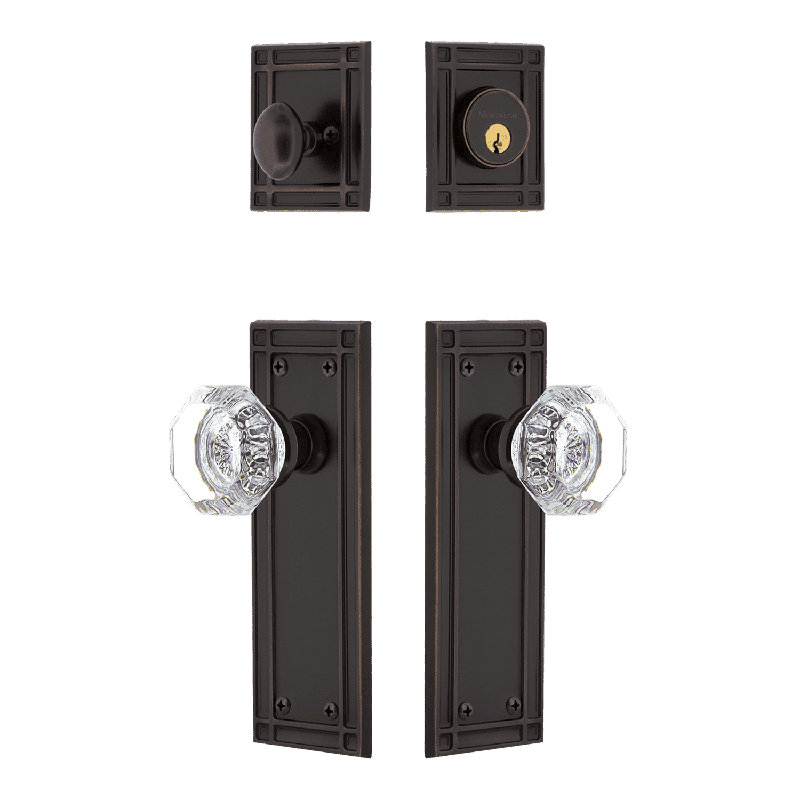 Nostalgic Warehouse Mission Entry Set with Waldorf Crystal Knob, Timeless Bronze, 2.75