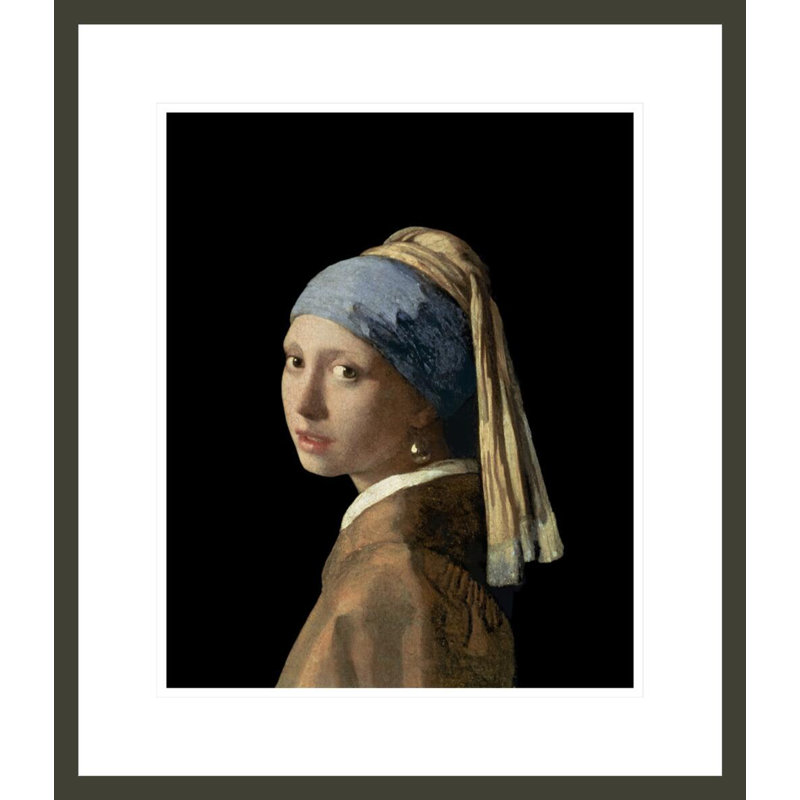 «Girl with a Pearl boucles d'oreilles» par Jean Vermeer, impression giclée encadrée, 20.51" H x 17.75" W
