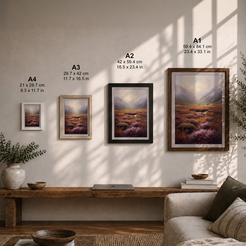 Highland Valley Mist Scandinavian - Framed Print, Unframed, A3 - 42.0 x 29.7 cm