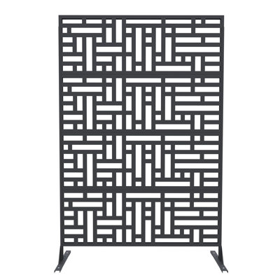 Metal Privacy Screen, Decorative Fences for Outdoor Gardens – Ornamental Metal Garden Fence Panels,  - Rust-Proof Scroll Design for Yard, Flower Bed Borders / Patio Dividers, Snap-Together Installation  (70.9" H x 46", Black),Geometric
