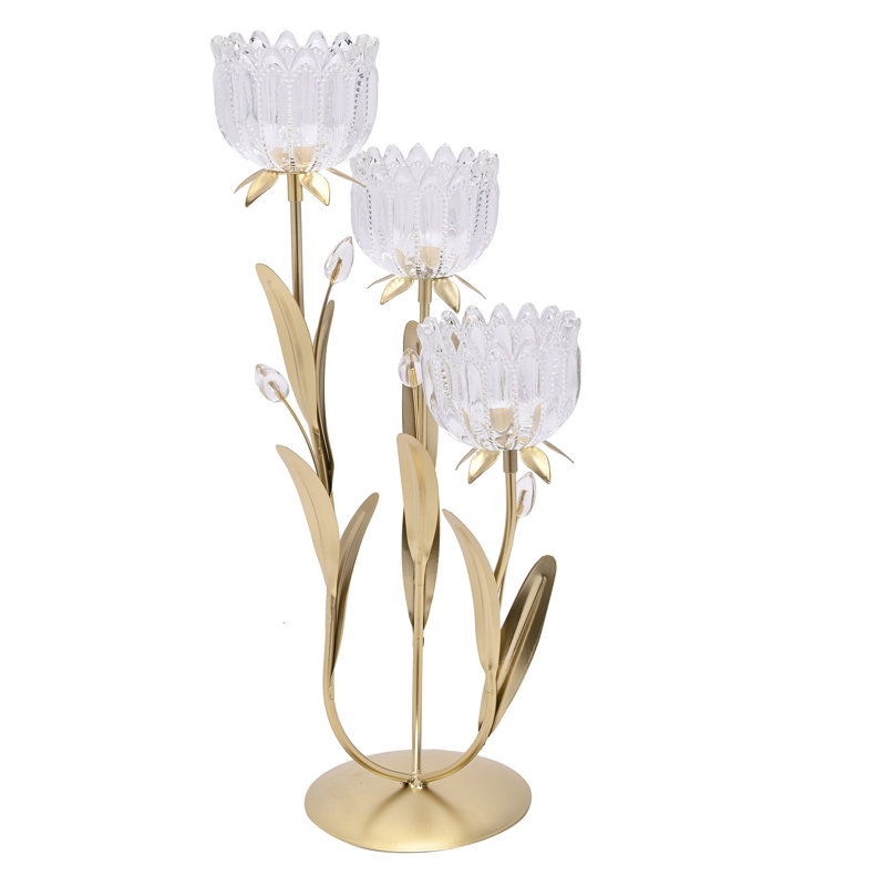 45.6Cm Glass Metal Tabletop Votive Holder